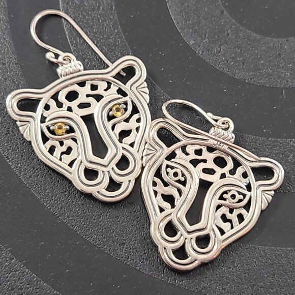JAi John Hardy 925 Silver / CZ Earrings Dangle Animal Leopard Print